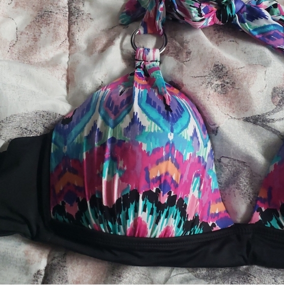 a.n.a. 14 New With Out Tags Multicolor Bikini Top Swim Ajustable Tie Boho - Picture 2 of 6